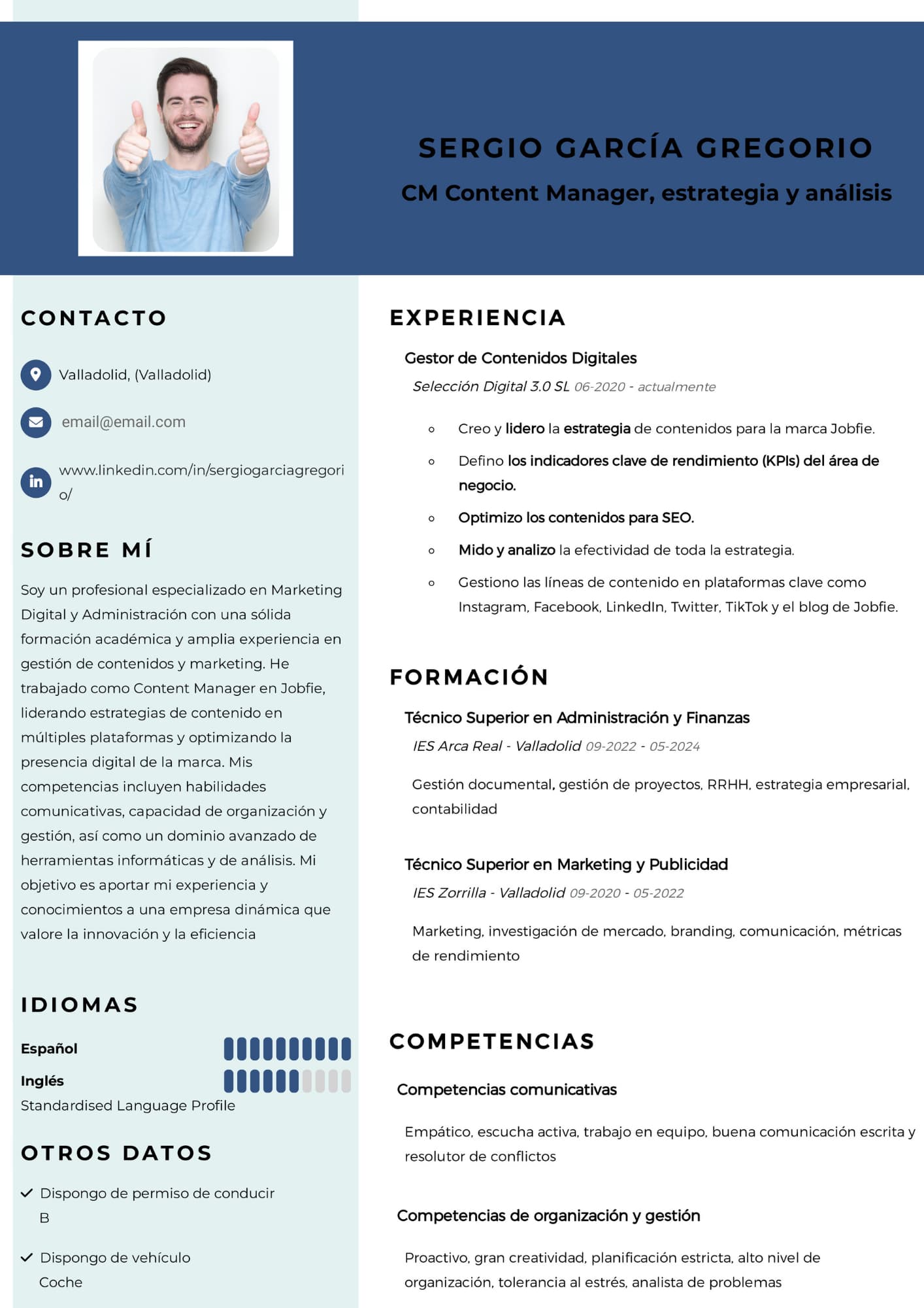 Plantilla CV gratuito creativa