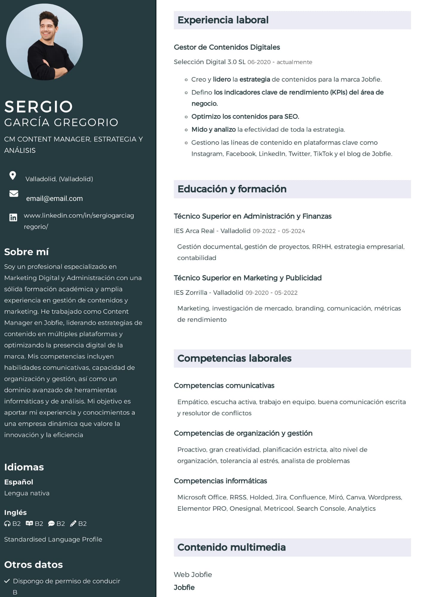 Plantilla CV gratuito inspiradora